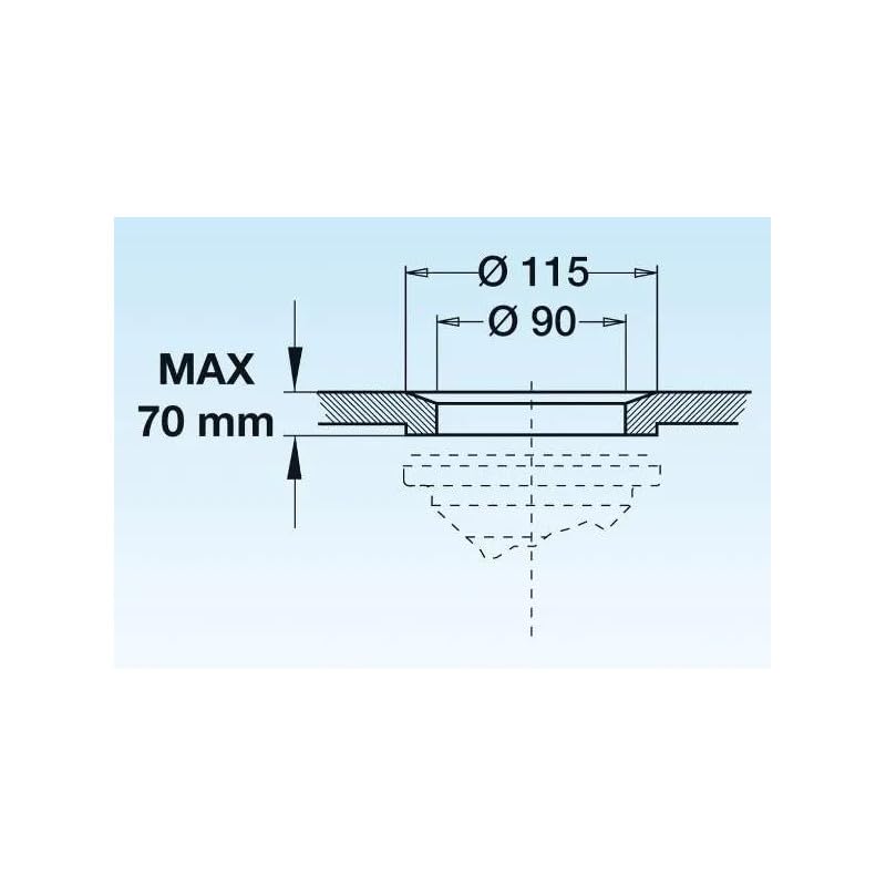 Bonde avec tube de surverse acier inox 320 mm pour évier diamètre 90 mm
