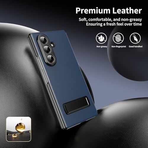 Coque de cuir PU pour Samsung Z Fold 7 bleu marine haute finition