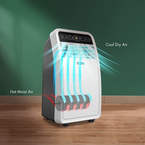 TECCPO Portable Air Conditioner TAK04C, Portable AC with Dehumidifier for Rooms up to 200 Sq.Ft, 3-in-1 with Remote Control, 8000 BTU