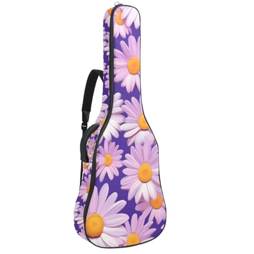 Housse de guitare acoustique 109 cm fleurie avec double sangle sac à dos en tissu Oxford