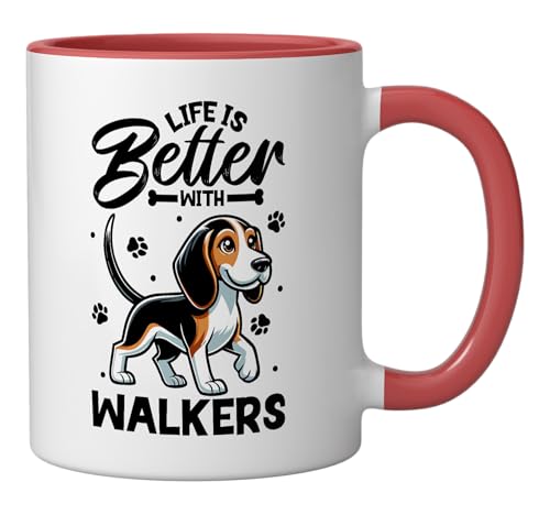Best life with Treeing Walker Coonhound Ceramic Mug, Red/White by Treeing Walker Coonhound Designs - Used condition - Image 2