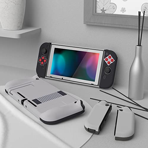 PlayVital AlterGrips Ergonomic Grips Cover for Nintendo Switch, [2 Design] Interchangeable Comfort Dockable Protective Case with Screen Protector & Thumb Grip Buttons Caps - Classics NES Style by playvital - Used condition - Image 5