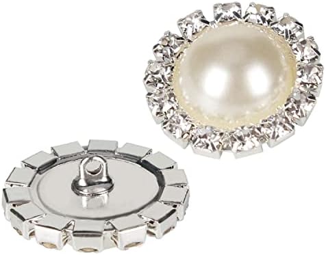 Wholesale 20 PCS 18MM Retro Vintage Round Crystal Ivory Faux Pearl Rhinestone Buttons Sew Bulk (Shank)