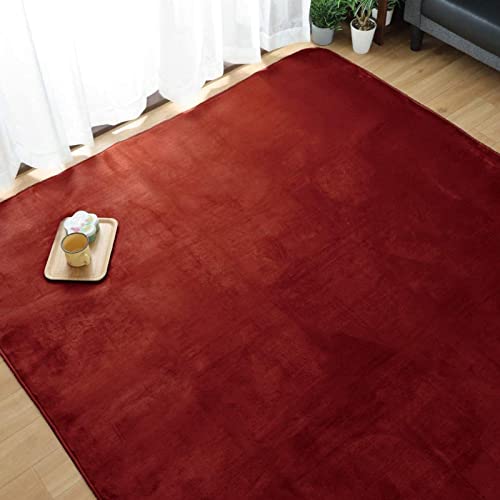 Storepocket ラグ カーペット ラグマット 抗菌 防臭 防ダニ 洗える 1.5畳 約 130×185 cm レッド 無地 なめらか感触のフランネルラグ ホットカーペット対応 カーペット ホットカーペットカバー こたつ敷き ライトキャスト LightCast