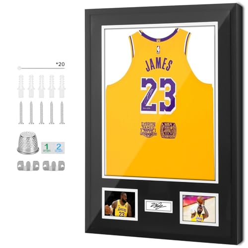 Nice C Jersey Frame Display Cases, Jersey Frame with Pictures Photos Slots, Jersey Shadow Box Shirt Wall Display Case, Signature Display, 98% UV Protection, Football Basketball Soccer (1 Pack)