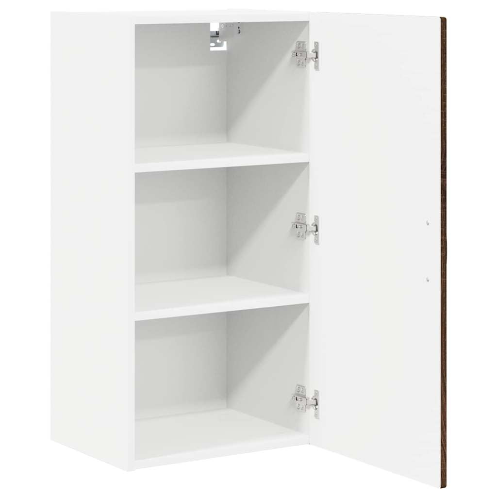 Küchen-Wandschrank, Küchenhängeschrank aus Holzwerkstoff in Braun Eichen-Optik, 40 x 31 x 80 cm, Hängeschrank mit 2 Türen und 3 Regalfächern für Moderne Küchenorganisation