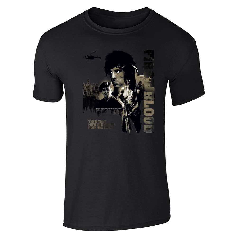 Rambo This Time He's Fighting for His Life Vintage Graphic Tee T Shirt for Men