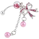 VAGASHOP Belly Button Ring 316L Surgical Steel Navel Piercing Silver Bananabell Barbell 14 Gauge wit