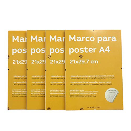 Set 4 marcos transparentes de clip . Soportes transparentes para fotos, posters, diplomas, dibujos o...