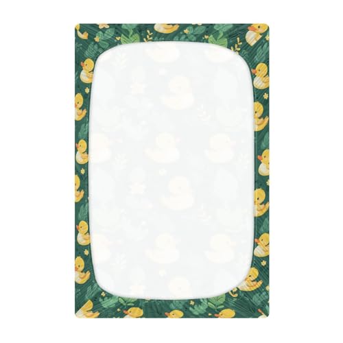 Image of Caikeny Fitted Crib Sheet for Boys Girls Ducks Lear Green Yellow Flower Baby Crib Sheets Bassinet Sheets Crib Mattress Bed Sheets for Toddler Newborn Infant 27 x 39 in