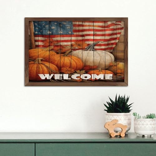 Cadre citrouille pour décoration murale rétro et festive de Thanksgiving au salon