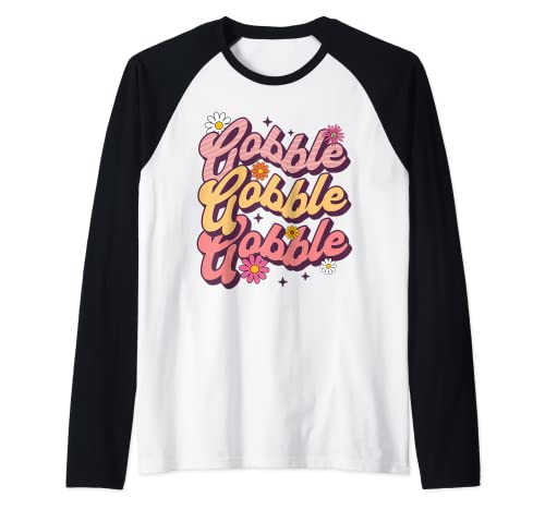 Gobble Retro Vintage Funny Thanksgiving Family Matching Gift Raglan Baseball Tee