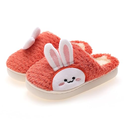Kids Cute Cartoon Bunny House Slippers Flat Closed Toe Indoor Fuzzy Slippers Boys Girls Slip On House Bedroom Shoes4