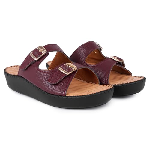 Image of TRASE Orthopedic Extra Soft Double Strap Slippers for Women Footwear | Arch Support Adjustable Strap Cushioned Wedges Doctor Sandals | Comfortable & Lightweight