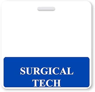 Surgical Tech Badge Buddy - Heavy Duty Horizontal Badge Buddies for Surgical Technicians - Spill & Tear Proof Cards - 2 Sided USA Printed Quick Role Identifier ID Tag Backer (Blue)