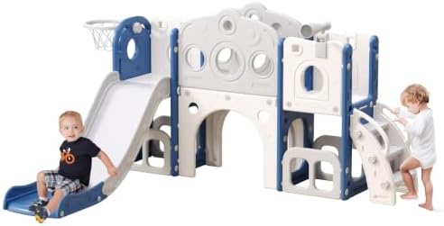 8 in 1 Toddler Slide, Outdoor Indoor Playset for Kids Baby Age 1-3