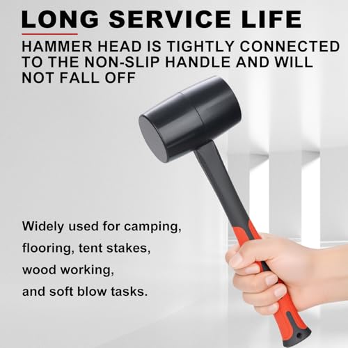 image for DESHIL Rubber Mallet 16 oz, Durable Rubber Hammer Head with Fiberglass