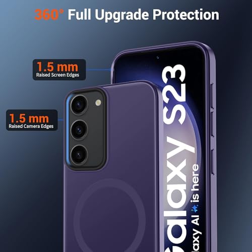 Image of SIZUKA Samsung S23 Magsafe Hard Back Case | Matte Design & 360 Protection | Military-Grade Samsung S23 Cover | Strong Magnet Back - Purple