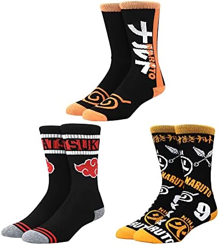 Bioworld Naruto Shippuden Symbols Casual Crew Socks for Men 3-Pack