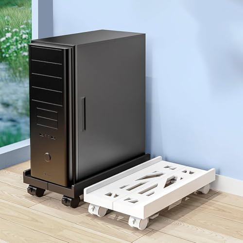 Yitobici mobilen CPU-Ständer, pc Stand,Geeignet für PC-Tower-Computerständer, universellen CPU-Ständer mit Vier Rädern, Computer-Desktop,pc ständer(Weiß)