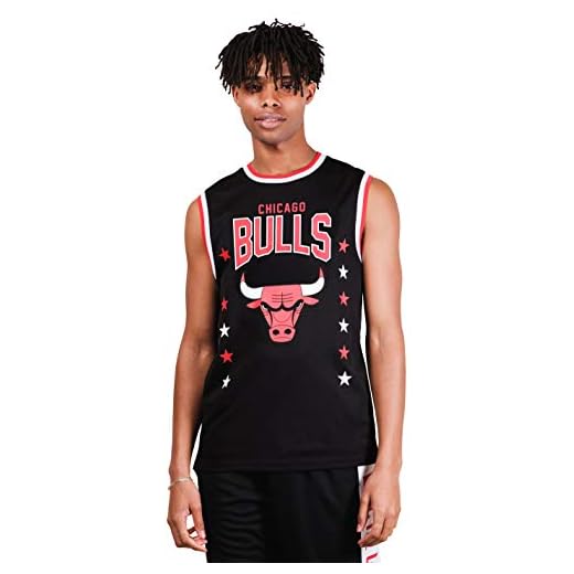 Ultra Game NBA Chicago Bulls Mens Jersey Sleeveless Muscle T-Shirt, Black, Large