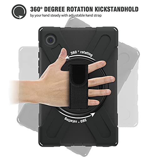 Zenrich Samsung Galaxy Tab A8 Case 10.5" 2022, Zenrich Galaxy A8 Shockproof Rugged Case With S Pen Holder Stand Hand Strap And Shoulder Belt For Galaxy Sm-X200/X205/X207,Black #TOP1