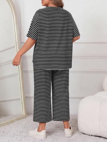 Image of Women's Plus Size 2 Piece Outfits Batwing Sleeve Top Wide Leg Lounge Set | Crew neck top, Cozy 2 piece lounge set, Casual
