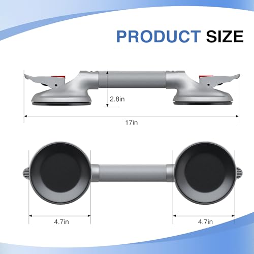 DAILYLIFE Shower Grab Bar for Bathtubs and Showers, 17 inch Heavy Duty Shower Handle with Strong Suction Cup, 300lbs Safety Shower Handrails for Seniors and Elderly, Silver - Thumbnail 6