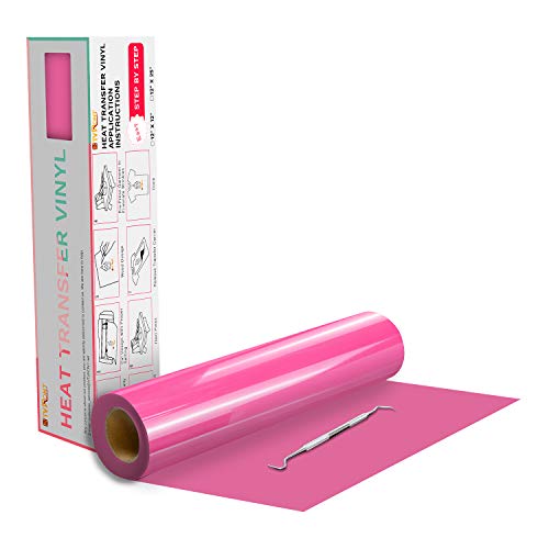 HTVRONT HTV Vinyl Rolls Heat Transfer Vinyl - 12  x 20ft Pink HTV Vinyl for Shirts, Iron on Vinyl for All Cutter Machine - Easy to Cut & Weed for Heat Vinyl Design (Pink)