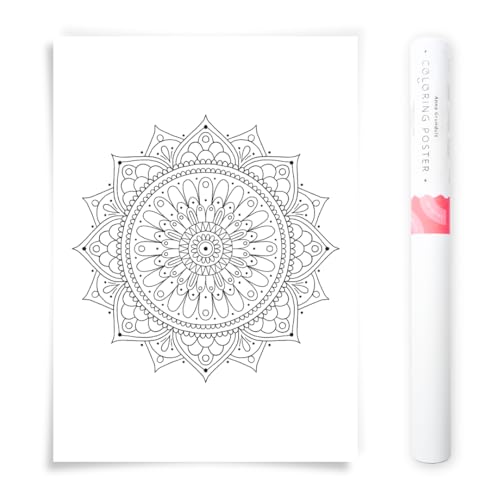 Poster de coloriage mandala floral 50x70 grand format pour loisirs créatifs et art DIY