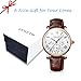 eYotto Men's Stainless Steel Business Watch, Multifunction Quartz Movement Chronograph Roman Numerals Analog Calendar Date Waterproof Leather Band Wristwatch, Formal Dress Gift Watch for Men Rose Gold