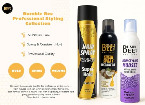 BUMBLE BEE Hair Styling Mousse Natural Shine Curl Defining, Maximun Strong Volumizing