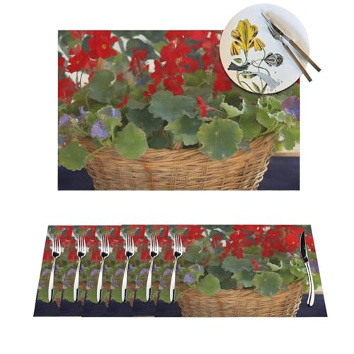 Sets de table antidérapants et thermorésistants géranium
