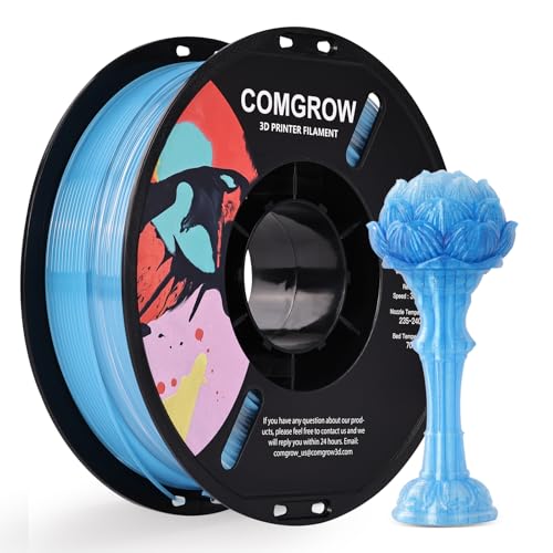 Image of Comgrow PETG 3D Printer Filament 1.75mm, High Precision and Tough 3D Printer Filament 1kg (2.2LBS), Dimensional Accuracy + /- 0.02 mm, Fit Most 3D Printers Gradient Light Blue White