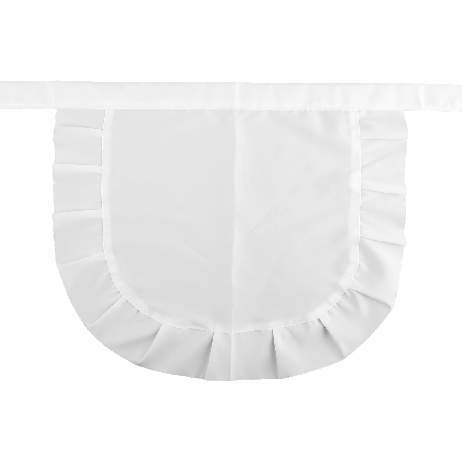 Bojueshaw Frilly Waist Apron,Adjustable Kitchen Half Apron with Tie Straps,Maid Doll Dress for Cooking,Baking,BBQ,Parties,Cosplay(White)