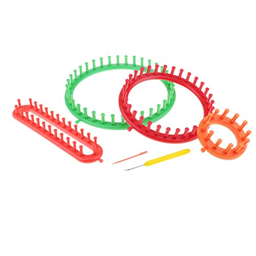 Lot de 4 outils à tricoter ronds et ovales pour confectionner des écharpes et pulls en laine