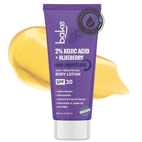 BAKE 2% Kojic Acid Body Lotion with Niacinamide & SPF 30 PA+++ for Pigmentation & Tan Removal | For Dark Spots & Sun Protection | Tanned & Pigmented Skin | For Women & Men | 200ml