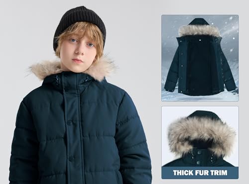 maoo garden Boys Winter Coat Kids Heavyweight Sherpa Lined Jacket Cotton Windproof Anorak Jacket4