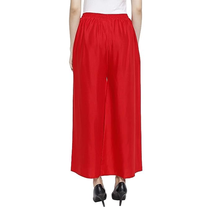 Thrifty Thread We Promise Comfort Fashion Women's and Girls Cotton Reyon Regular Fit Palazzo Pants Red