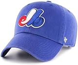 47 Brand MLB Cooperstown Primary Logo Clean Up Adjustable Baseball Cap Hat, Adult One Size Fits All - Montreal Expos Blue