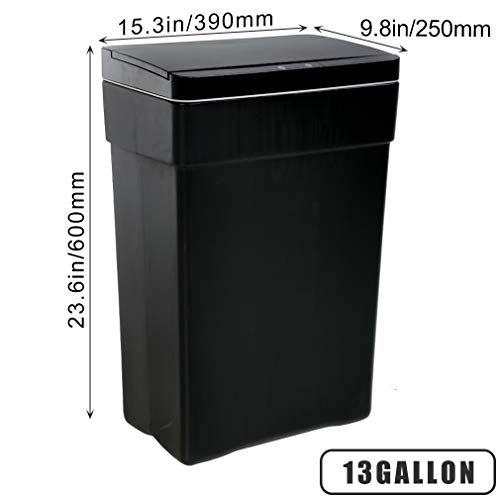 Caneca de basura automática rectangular 13 galones negra miniatura 7