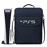 Mochila para consola PS5 Bolsa de almacenamiento PS5 de gran capacidad Estuche de transporte Compatible con monitor, auriculares, juegos, cargador y accesorios, Negro, regular