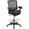 BOLISS 400lbs Ergonomic Office Drafting Chair Mid Mesh Back for Height Adjustable Desk 21inch Foot Ring Height Adjustable Armrest (Black)