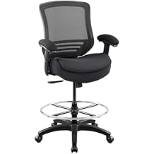 BOLISS 400lbs Ergonomic Office Drafting Chair Mid Mesh Back for Height Adjustable Desk 21inch Foot Ring Height Adjustable Armrest Black