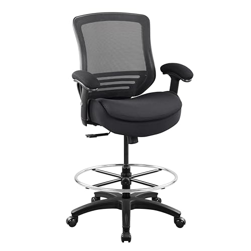 Image of BOLISS 400lbs Ergonomic Office Drafting Chair Mid Mesh Back for Height Adjustable Desk 21inch Foot Ring Height Adjustable Armrest (Black)