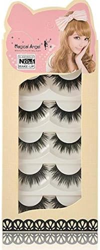 NewKelly 5 Pairs Thick Long Cross Party False Eyelashes Black Band Fake Eye Lashes (A)