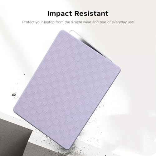 BYCeKe Compatible with MacBook Air 15 inch Case 2023-2026 M5 M4 A3241 M3 A3114 M2 A2941, Checkered Textured Cream Leather Hard Shell Case&Keyboard Cover for Mac Air15 Laptop, Checkerd Lavender by BYCeKe - Image 4