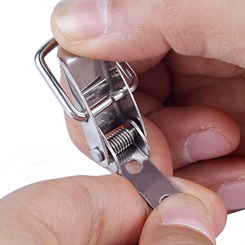 Lecreatekit Lot de 4 clips à ressort en acier inoxydable pour boîtes à outils, armoires et boîtes de rangement