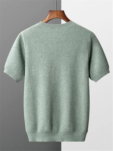 Men's 100 Percent Wool Knitted Sweater Casual Round Neck Short-Sleeved Knitted Pullover3