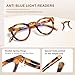 EASY READ Retro Round Blue Light Blocking Reading Glasses for Women,Anti UV Readers for Women with Spring Hinge(Tortoise,+1.75)